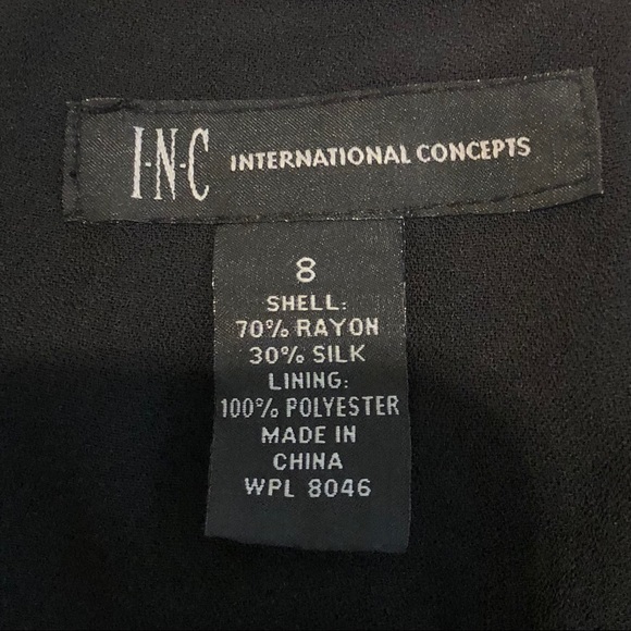 INC Black Velvet Ruffle Blouse Size 8 - Picture 6 of 7